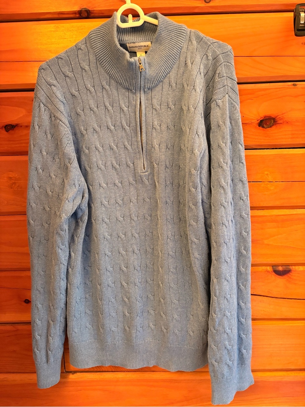 Banana Republic Sky Blue Half-Zip Cable Knit Sweater